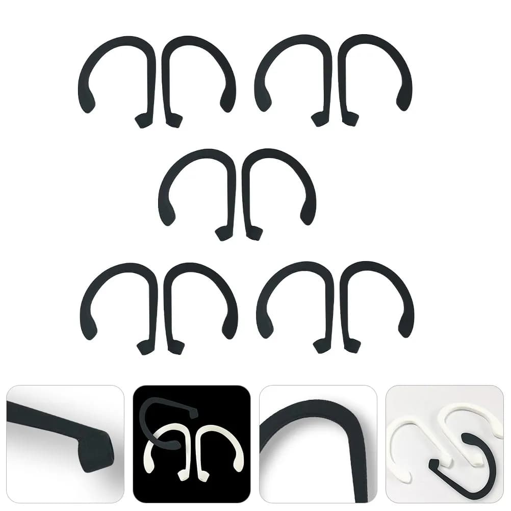 5 Paia di Ganci Auricolari Antiscivolo in Silicone per Cuffie Wireless, Clip Sportive per Auricolari, Supporto per Auricolari, Copertura per Ganci Auricolari, Custodia per Auricolari