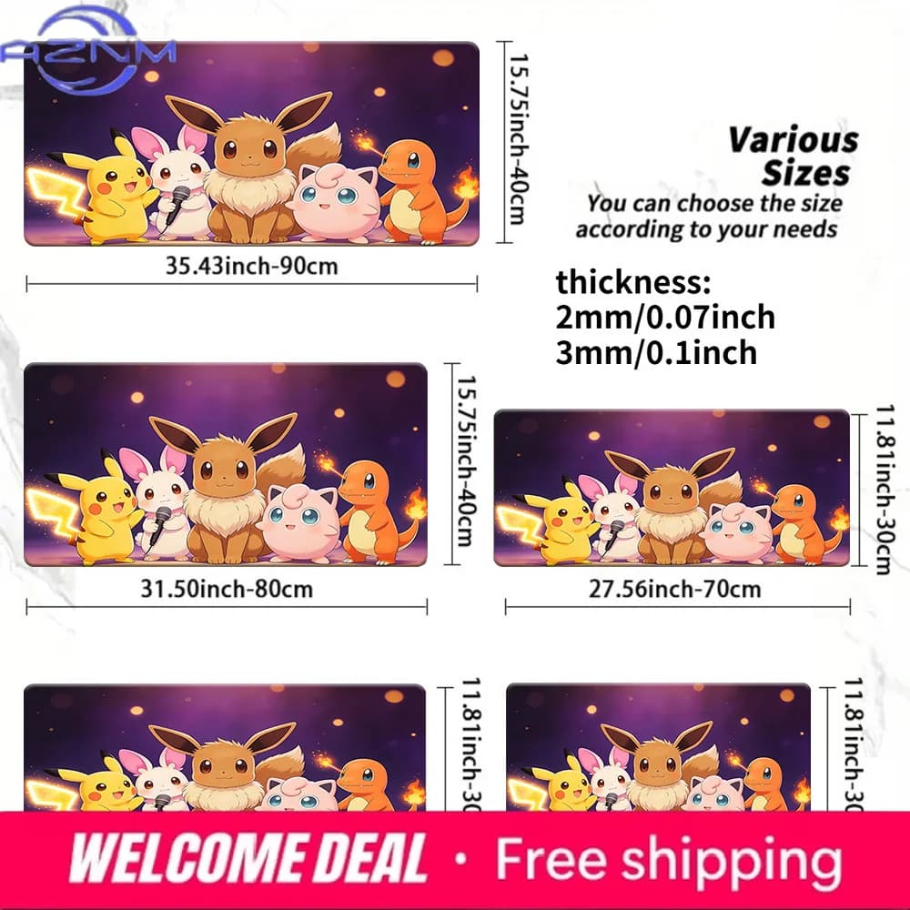 Tappetino per mouse da gioco con simpatici personaggi Pokemon, tappetino da scrivania antiscivolo