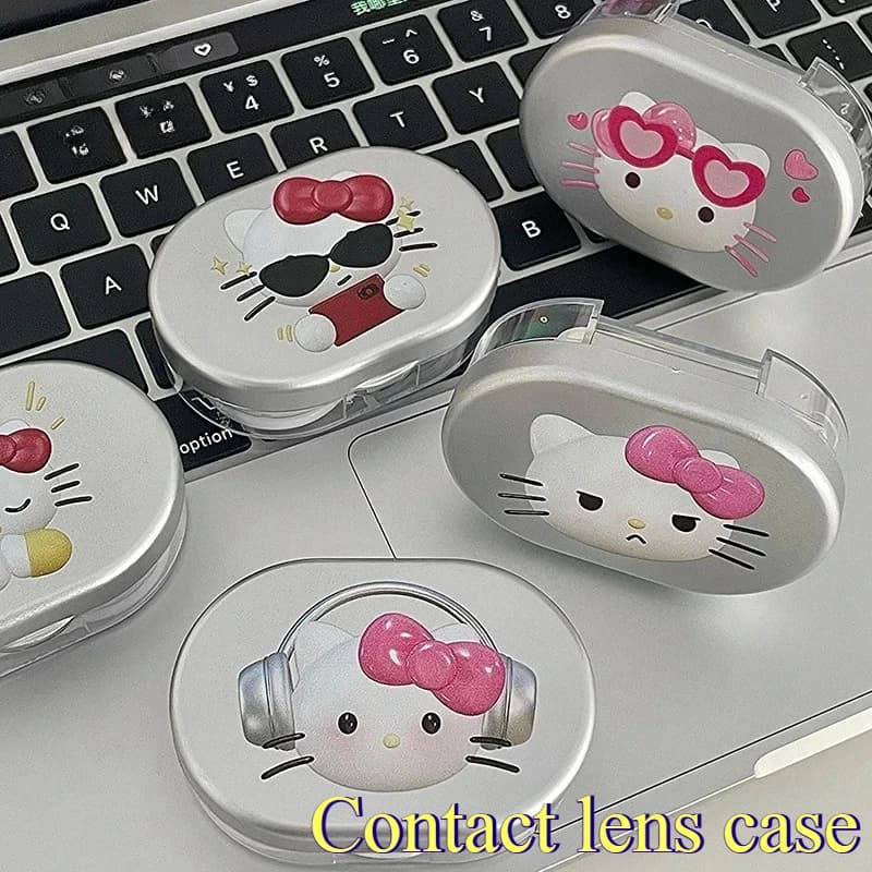 Nuovo Contenitore Portatile per Lenti a Contatto Hello Kitty Anime, Scatola Compatta per Lenti a Contatto a Forma di Gatto KT, Regalo per Ragazzi e Ragazze 2026