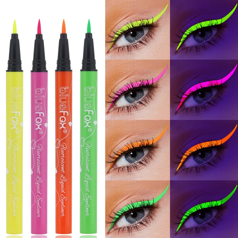 6pc Eyeliner Pencil Set,Eyeshadow Pen with Fluorescent UV Glow,Neon Body Paint Liquid Eyeliner Makeup Pen for Music Festival