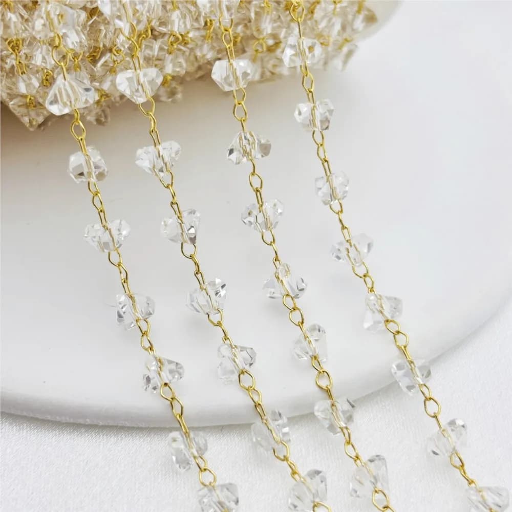 1m 18k placcato oro perline catene metallo rame collana a maglie per braccialetto fai da te orecchino creazione di gioielli forniture risultati accessori