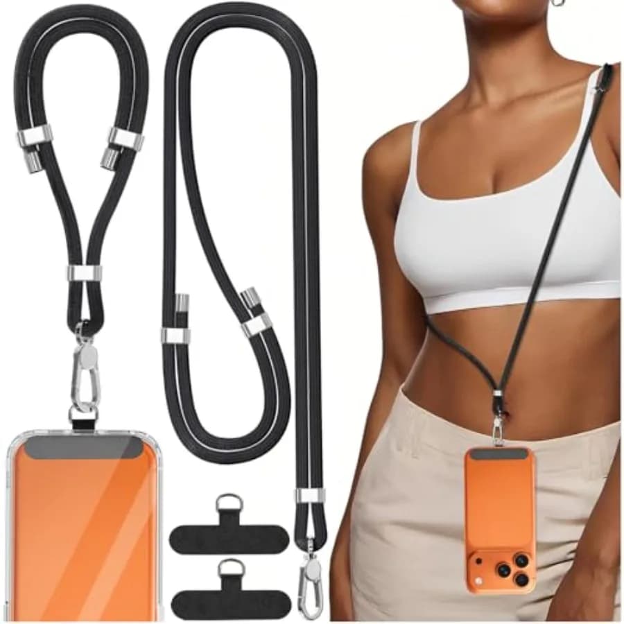 4-IN-1 Phone Lanyard + Wrist Strap, Adjustable 15-31 inch Cell Phone Lanyard with 2 Tether Tabs for iPhone, Smartphone