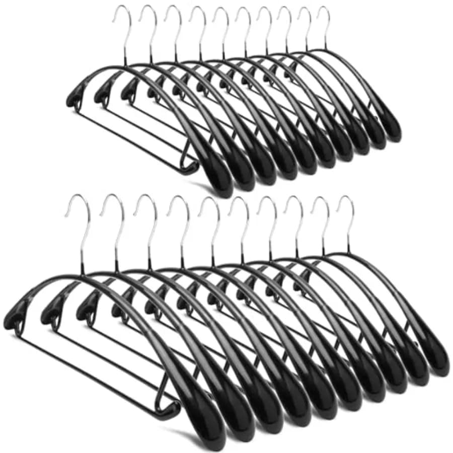 Anti-slip PVC clothes hanger for sweaters, dresses, coats, with larghe shoulder straps, No scratches, for golf shirts, Pack of 20 coloured pieces