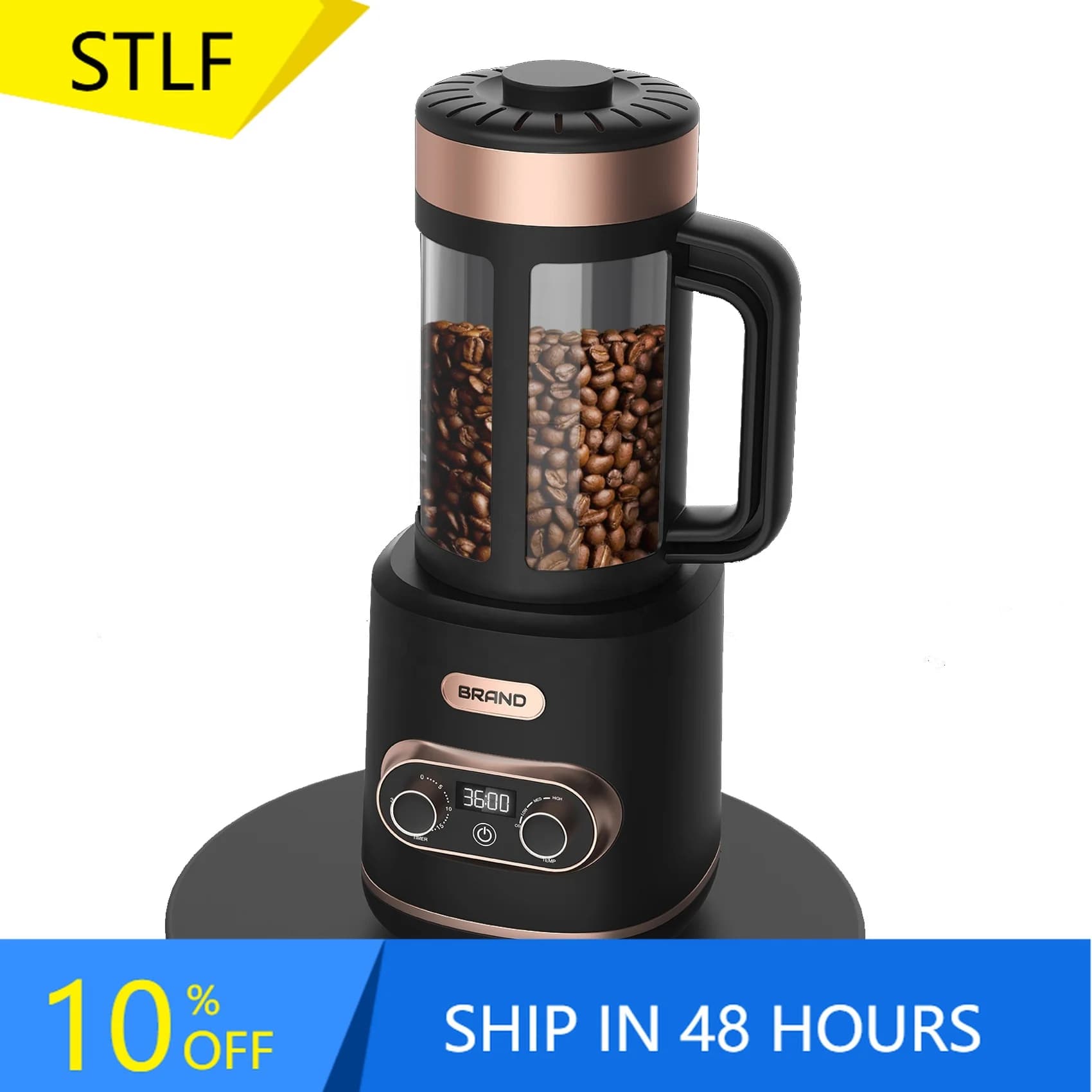 STLF Adjustable Temperature Electric Coffee Roaster Machine Hot Air Coffee Bean Roaster with Led Display