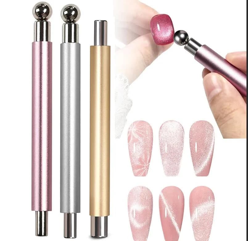1pcs Strong Magnetic Double Head Nail Magnet Tool Pens Spherical Magnet For Cat Eye Gel Polish Magnet Stick For DIY Salon Studio