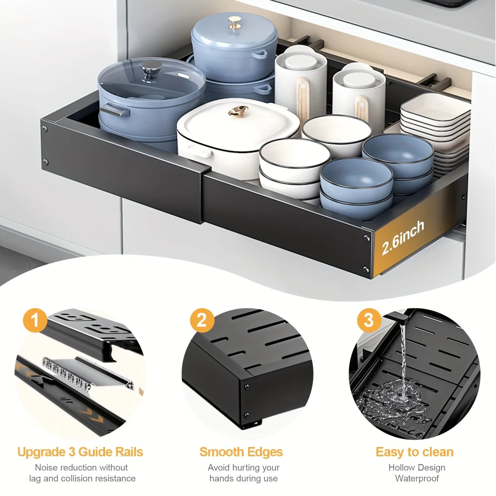 Large Capacity Pull-Out Organizer, Single Layer Slide-Out Drawer Storage Holder for Kitchen And Bathroom, Multifunctional Home Organizer Additions, Shelves 12.6-20.7In. Independence Day/Graduation Gift, Storage Drawer Units