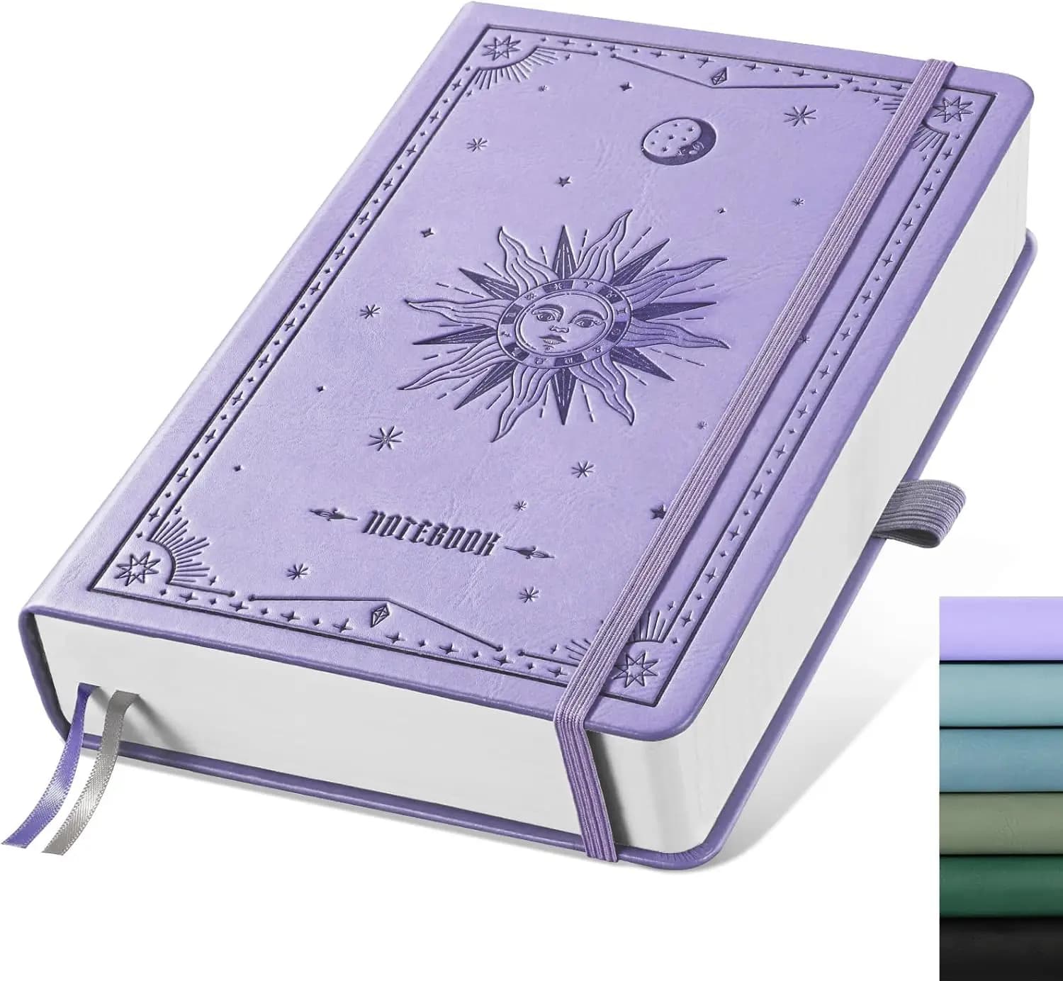 A5 Hardcover Leather Blank Notebook, 320 Pages, 100gsm Thick Paper, Unlined Sketch Book for Drawing, Writing, 5.75x8.38 inches, Light Purple