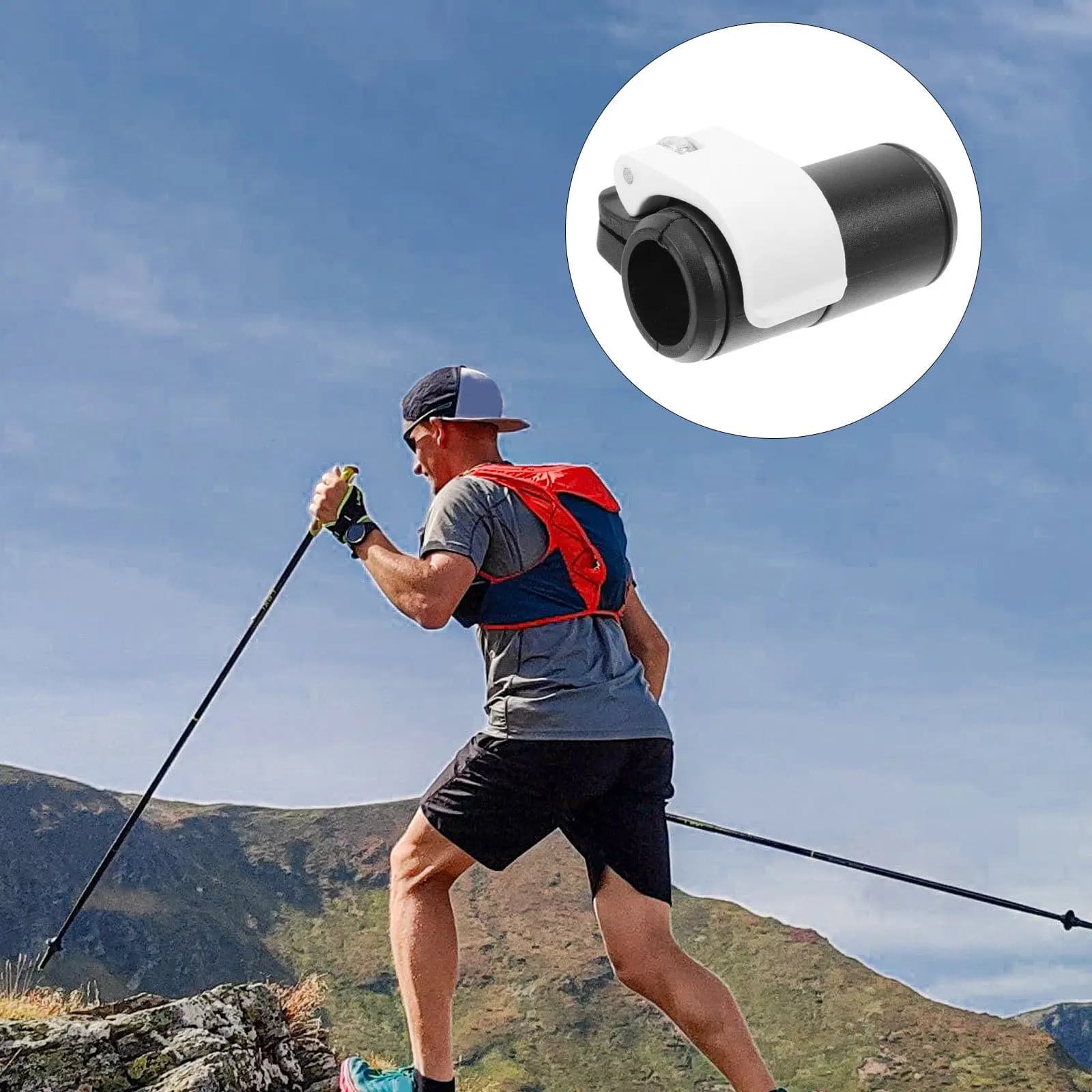 Blocco Esterno per Bastoncini da Trekking, Bastoni da Passeggio, Clip di Fissaggio per Bastoni, in Plastica Robusta e Flessibile, con Impugnatura Antiscivolo per Escursionismo