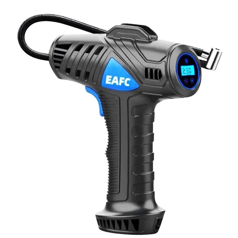 EAFC Compressore d'aria portatile per auto, pompa d'aria wireless intelligente con display digitale e luce LED per auto, moto, bici e palloni