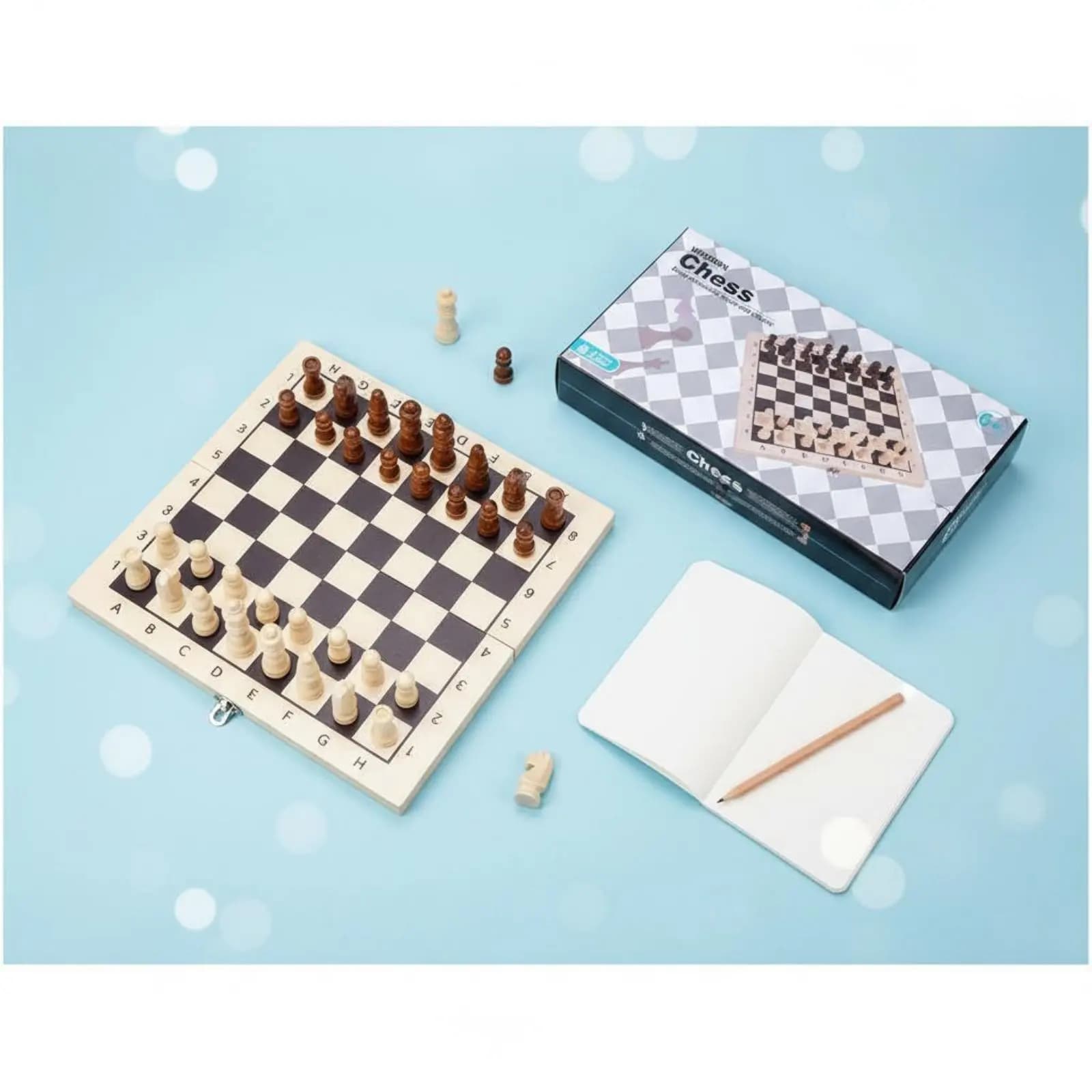Set di Scacchi Portatile Consigliato dagli Insegnanti, Attrezzatura da Gioco per Viaggi e Competizioni, Design Pieghevole per Studenti e Scuole