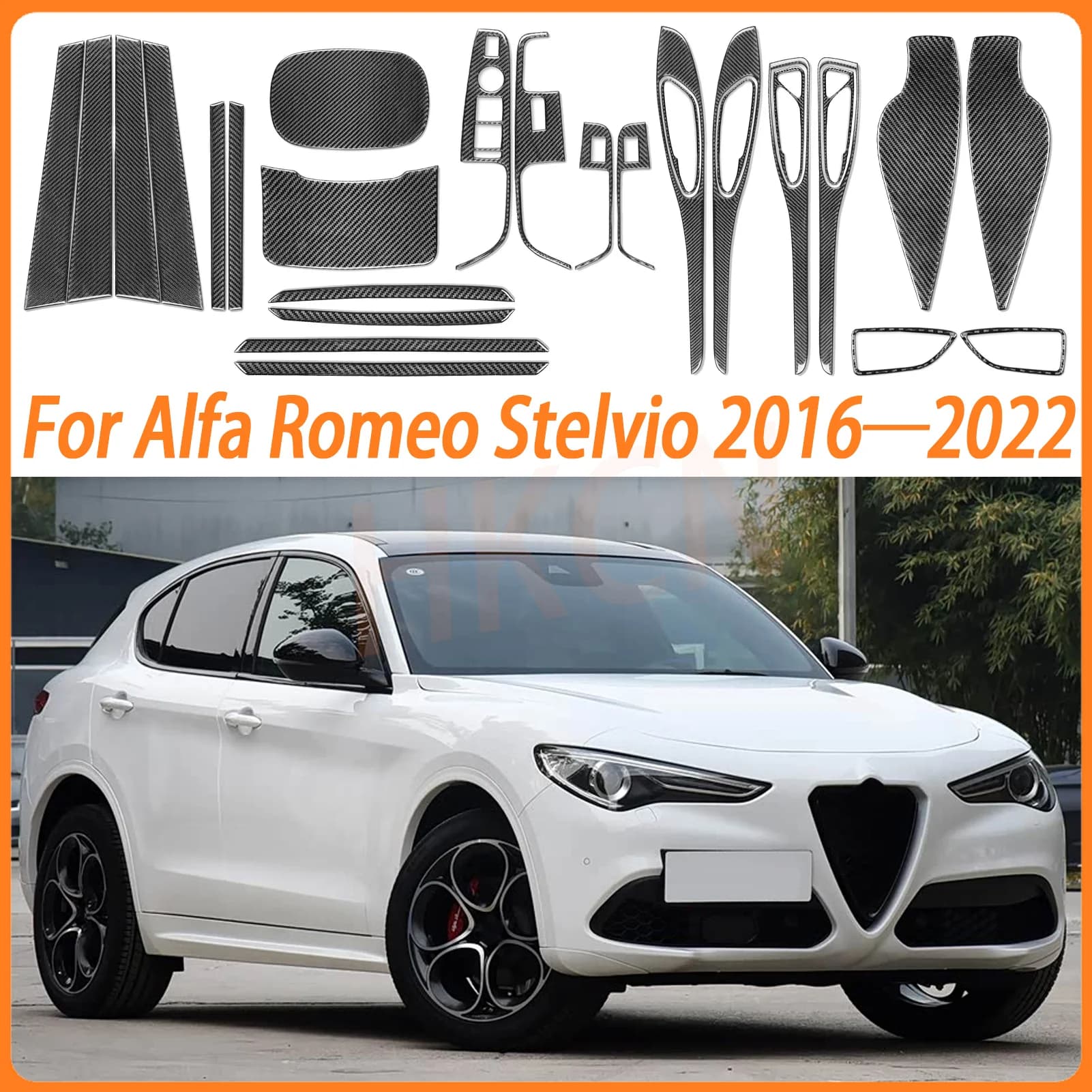 Interior accessories for car in carbon fiber for Alfa Romeo Stelvio 2016-2022 Door Panel change button window Wall decal cover