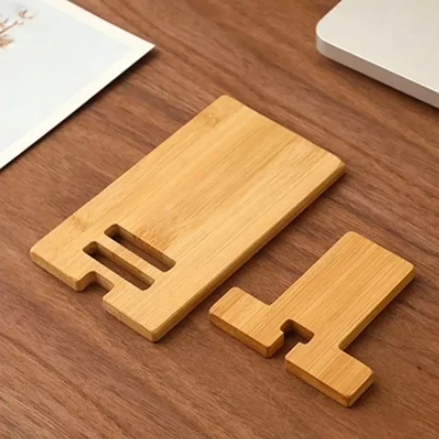 Bamboo Desktop Phone Holder Wooden Smartphone Stand Multi-functional Lazy Charging Base Creative Desk Organizer