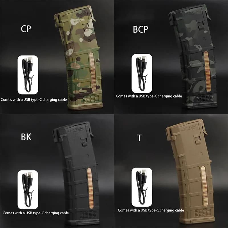 Tactical Magazine Style Power Bank Shell – Replaceable Battery Type with Battery Level Indicator Battery Not Included