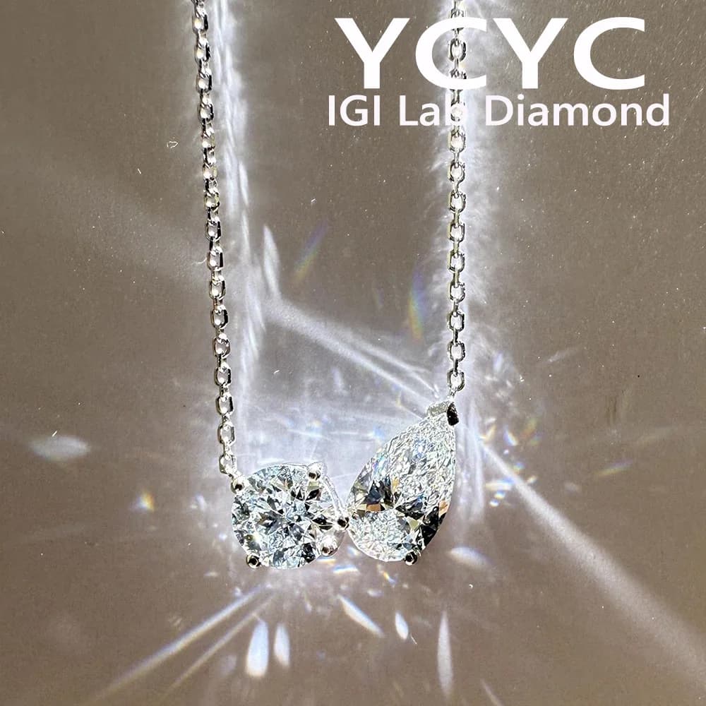 fashion jewelry 18K gold Ring Marquise cut IGI CVD round 1ct pear 1.5 ct Lab Grown Diamond necklace pendant for Women Wedding