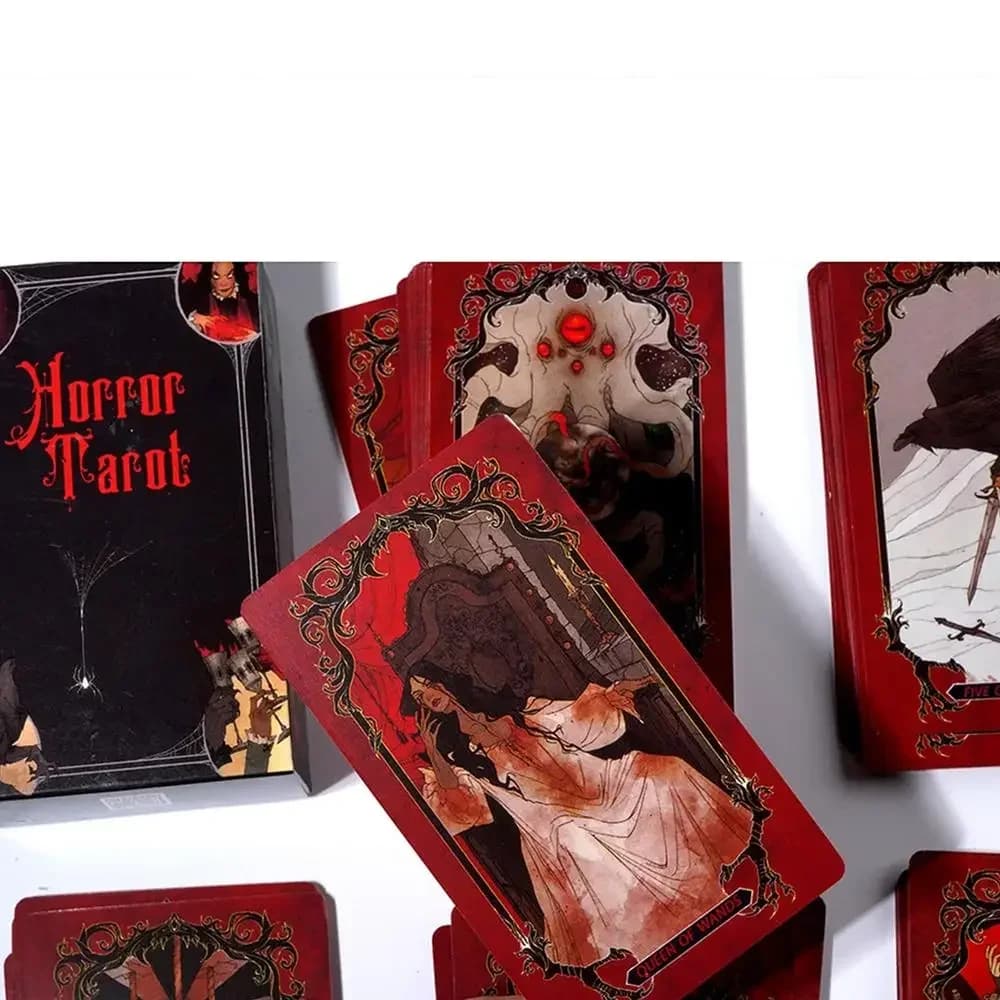 Carte dei tarocchi horror Stampa tascabile Mazzo da 78 carte Woodsman o The Frog Divination Fortune Telling Woodsman Gioco da tavolo sigillato