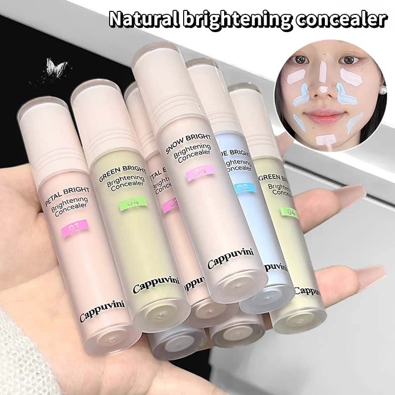 Cappuvini Fondotinta liquido schiarente ad alta lucentezza Correttore Stick Idratante duraturo Contorno viso Copertura completa Modifica la pelle