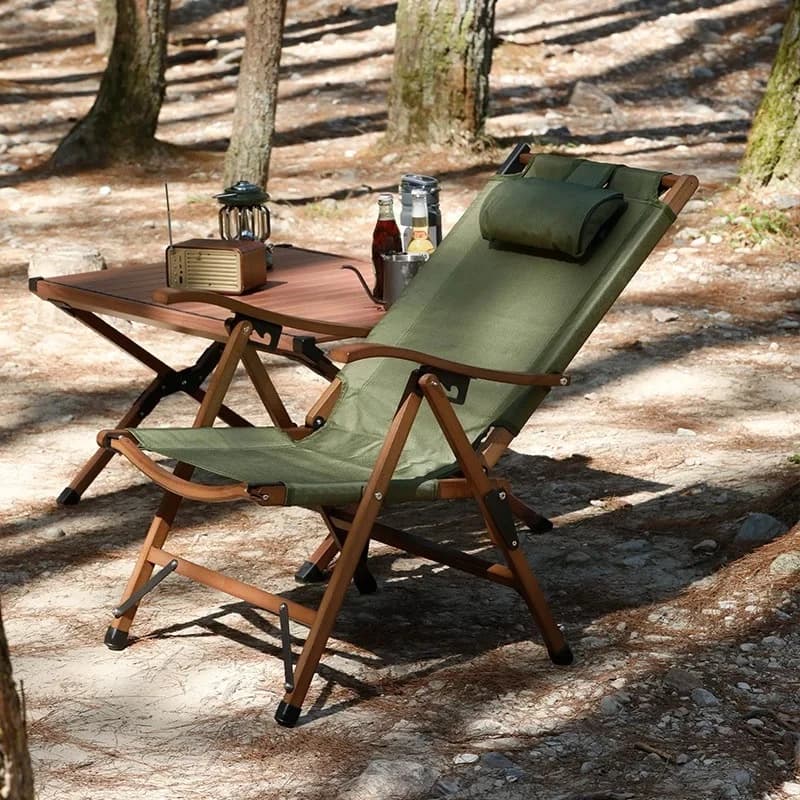 Foldable Adjustable Lazy Lounge with Pillow Portable Outdoor Beach Chair for Home Noon Nap Use