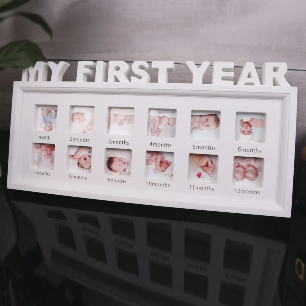 Ylsteed The First Year Baby Keepsake Picture Frame 0-12 mesi mensile Grownth Photo Frame souvenir puntelli per fotografia neonato
