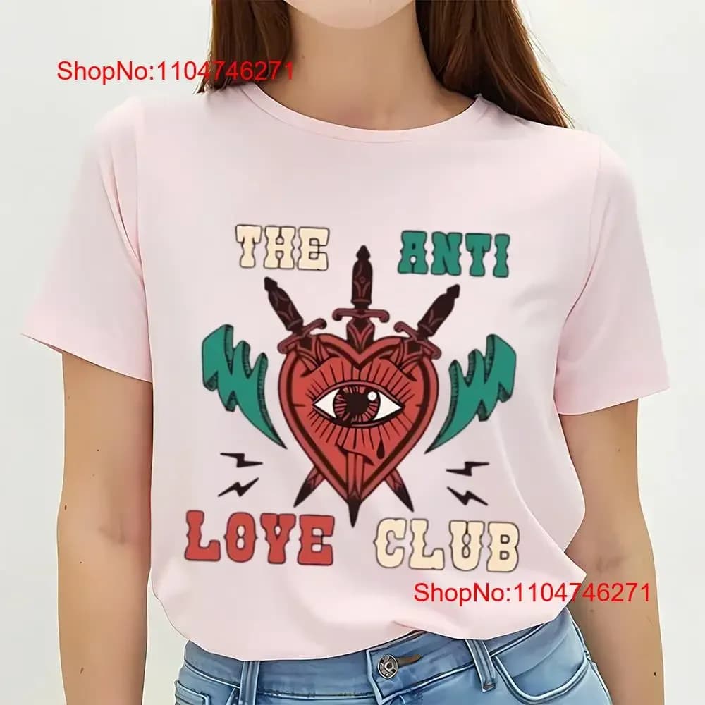 Maglietta San Valentino Anti Club Single San Valentino vintage Lavata Confortevole Moda casual Elegante Traspirante