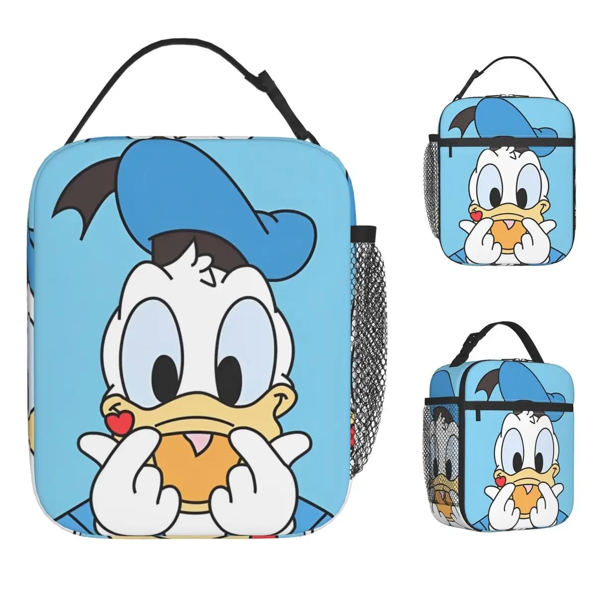 Borsa per il pranzo del Paperino Scatola per il pranzo della scuola dei cartoni animati divertenti per borse per alimenti con grafica per il tempo libero per adulti Borsa termica portatile Oxford