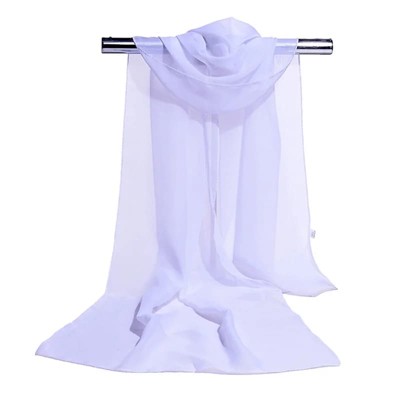 Sciarpa da donna coreana per matrimoni e feste serali, in chiffon di seta trasparente tinta unita, sciarpa estiva da spiaggia, scialle parasole R22