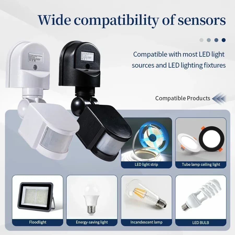 100-240V 12V PIR Sensore di movimento Sensore di luce a infrarossi automatico Rivelatore di movimento Interruttore della luce a LED esterno Sensore di presenza umana