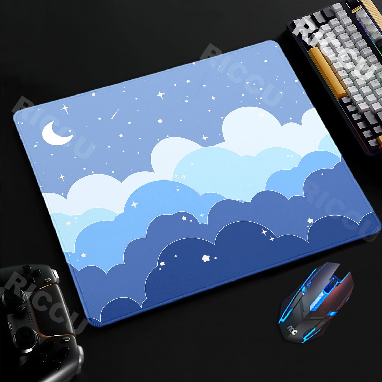 Tappetino da Scrivania Cloud XS Kawaii, Tappetino per Mouse da Gaming, Tappetino per Tastiera e Mouse per Laptop, Antiscivolo in Gomma, Accessori per Scrivania, Tappeto per PC