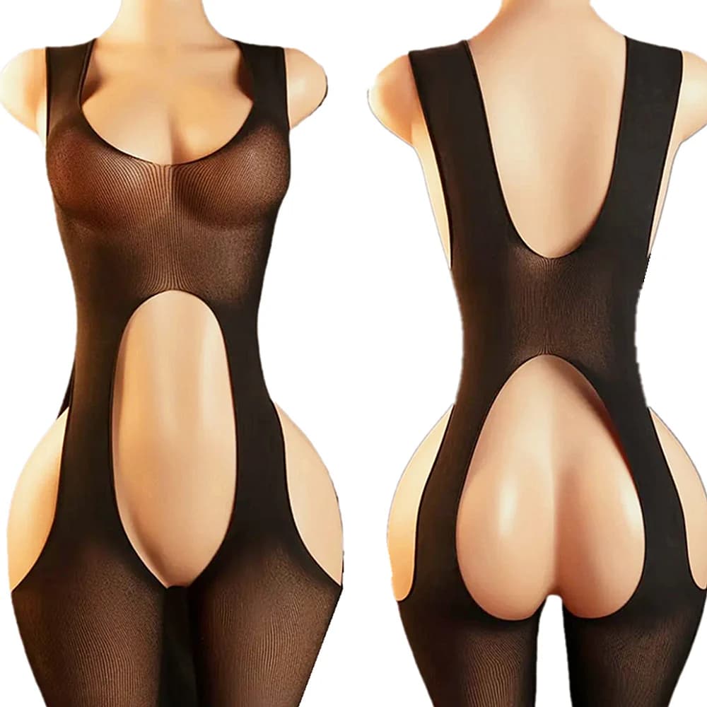 Body erotico da donna in rete, senza cavallo, nero, con intagli, lingerie trasparente, tuta sexy, costumi intimo