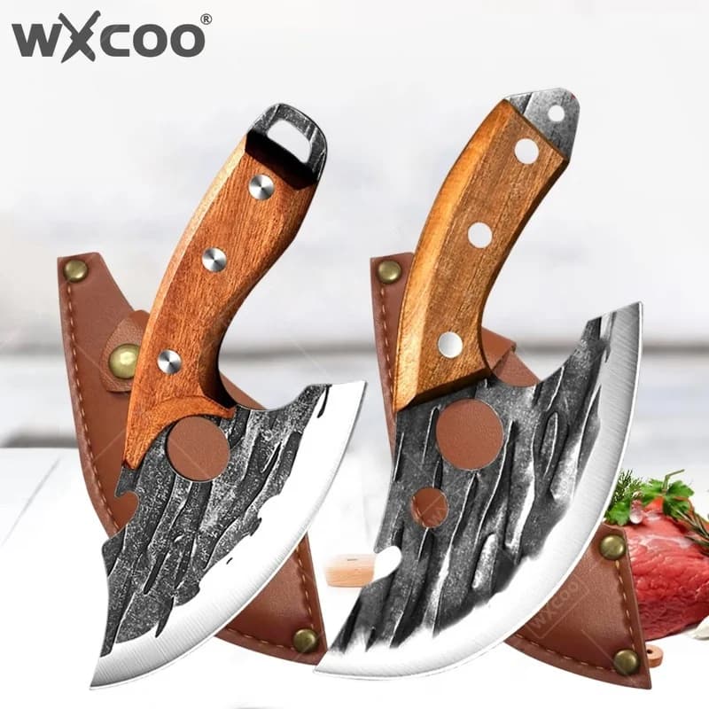 Coltello da Cucina WXCOO, Coltello da Macellaio, Apribottiglie, Coltello Multifunzione per Barbecue con Coprilama, Coltello per Bistecche di Agnello, per Tagliare la Carne