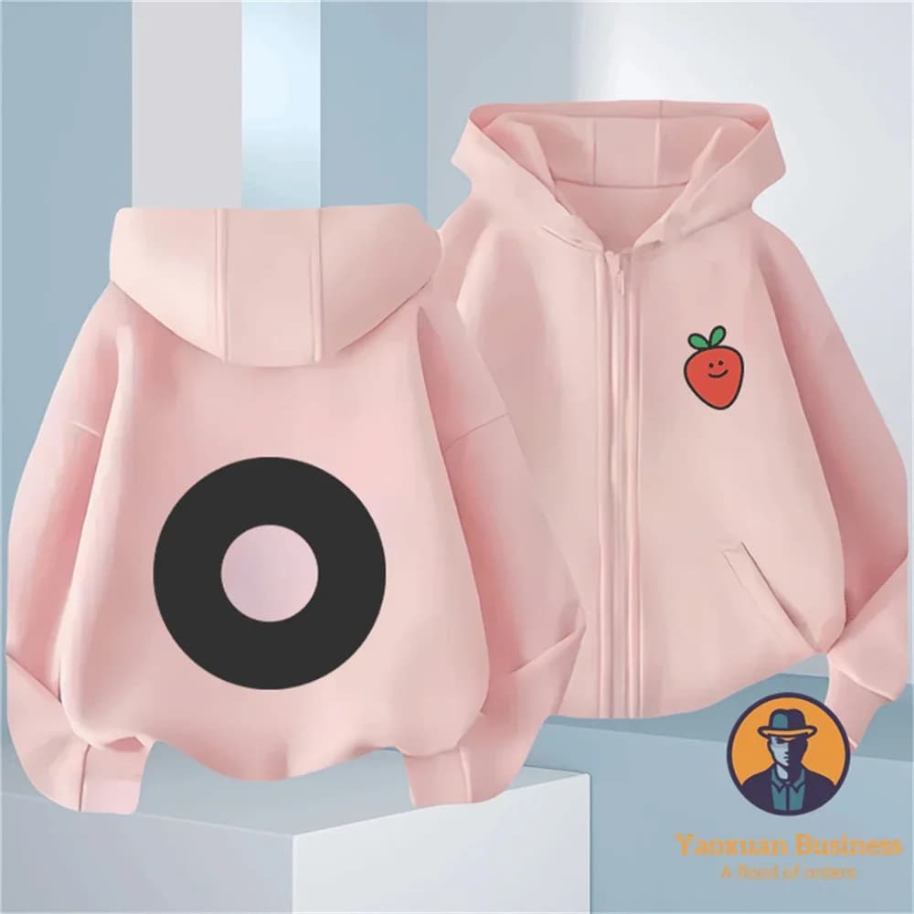 Felpa con cappuccio con zip per il tempo libero all'aperto, con schizzi 2D semplici, in puro cotone, autunno inverno, calda, per ragazzi e ragazze, abbigliamento per bambini
