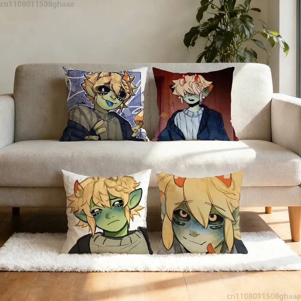Mushroom Oasis Anime pillowcase casual style decoration, suitable for home decoration (excluding pillow core)