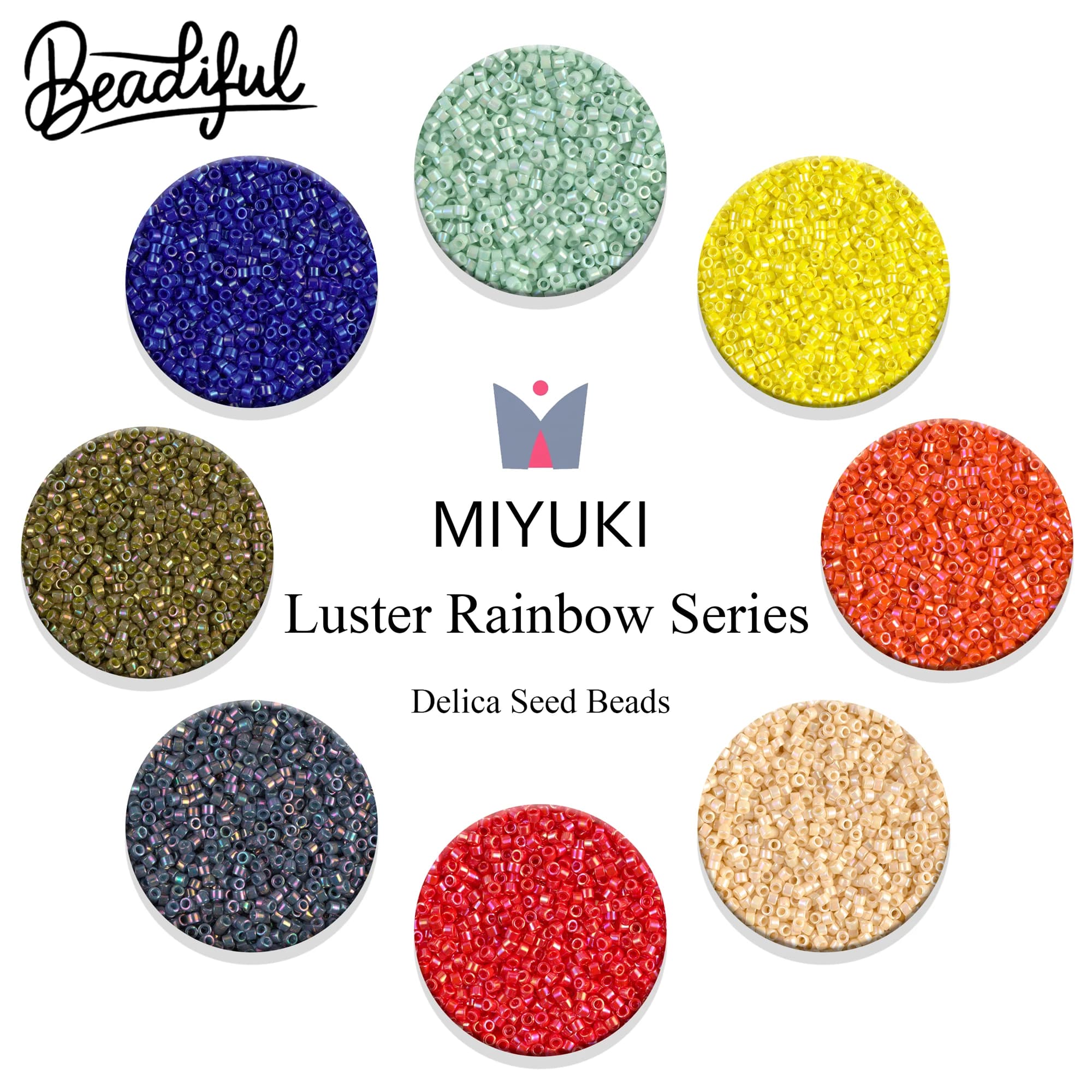 10g/2000pcs Miyuki Delica 11/0 1.6mm Luster Rainbow Japan Glass Seed Beads for DIY Earrings, Loom Weaving & Jewelry Necklace Mak