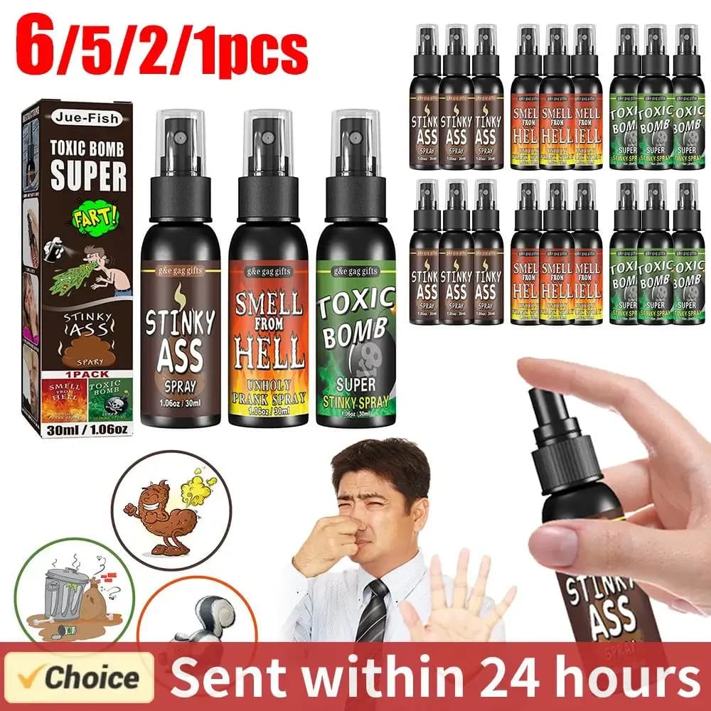 6 pz-1 pz 30 ml Puntelli di Halloween Liquido Scoreggia Spray Non Tossico Stink Bomb Ass-Smelly Stinky Gas Scherzo Giocattolo Scherzo Rifornimenti Del Partito