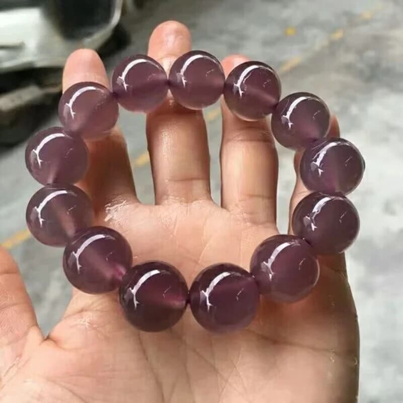 Ice-Clear Smoky Purple Agate Bead Single Ring Bracelet Jewelry