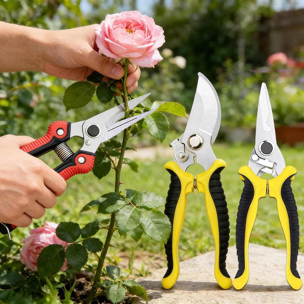 Power Scissors Set, 3 Stainless Steel Parts, Gardening Scissors for Fruit Trees