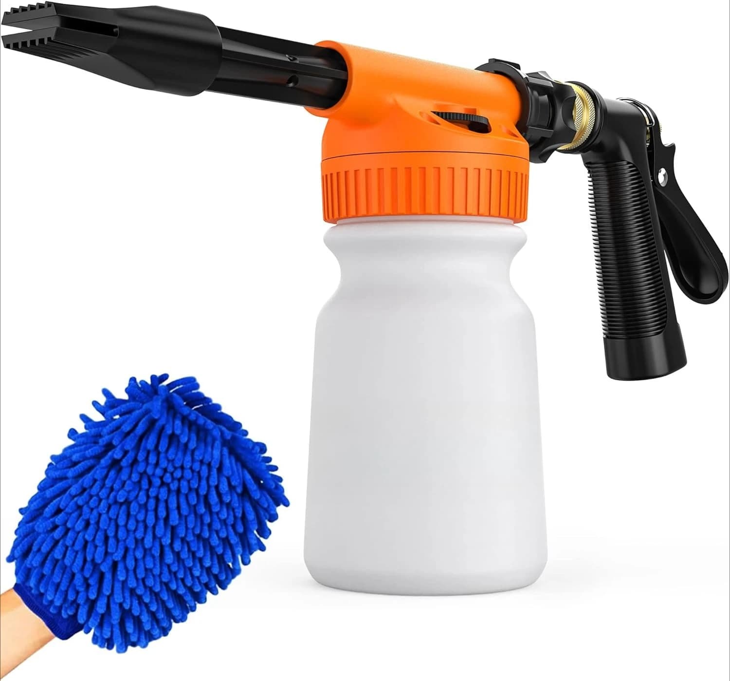 Car washers + Microfiber Glove for Car Washing - foam soap compatible with any soap - foam sprayer for car with garden pipe - Car wash kit