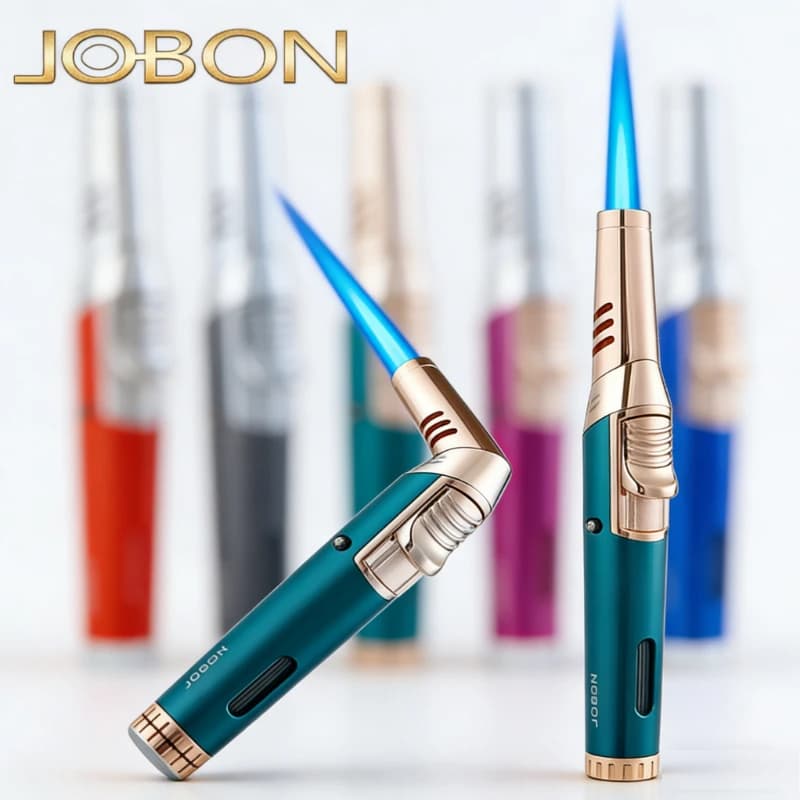 JOBON Bendable Jet Torch Lighter | 360° Use Windproof High Temperature Flame, Refillable Gas Torch for Camping BBQ Welding