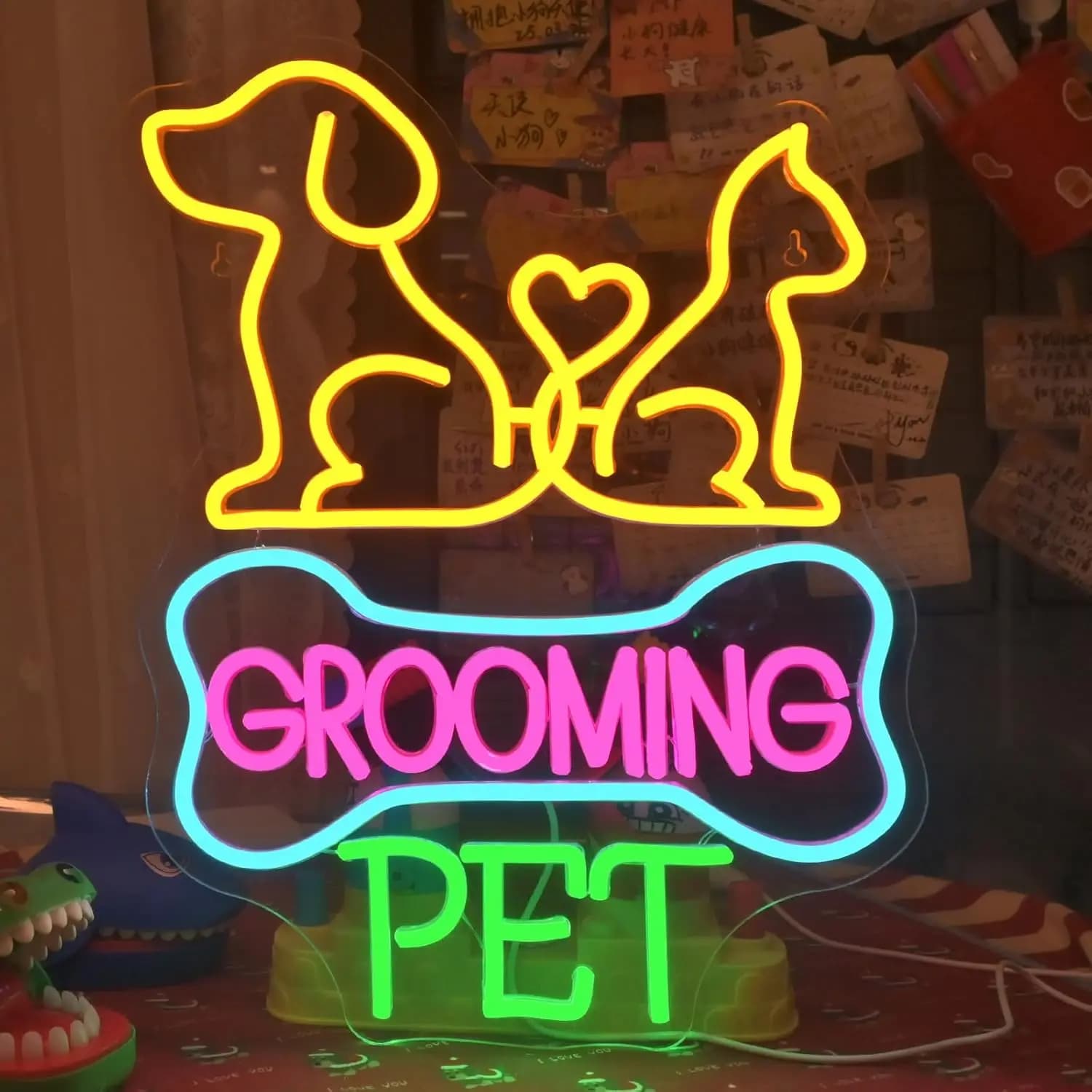 Insegna al neon per toelettatura animali domestici Luce al neon a LED dimmerabile USB per negozi Saloni Spas per animali domestici e decorazioni per la casa Insegna regalo "Grooming Pet".