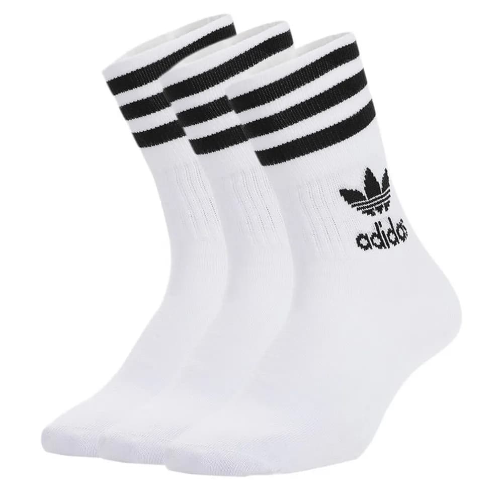 Calzini casual Adidas Trefoil per uomo e donna: lunghezza media, traspiranti, comodi, bianchi, confezione da 3 GD3575