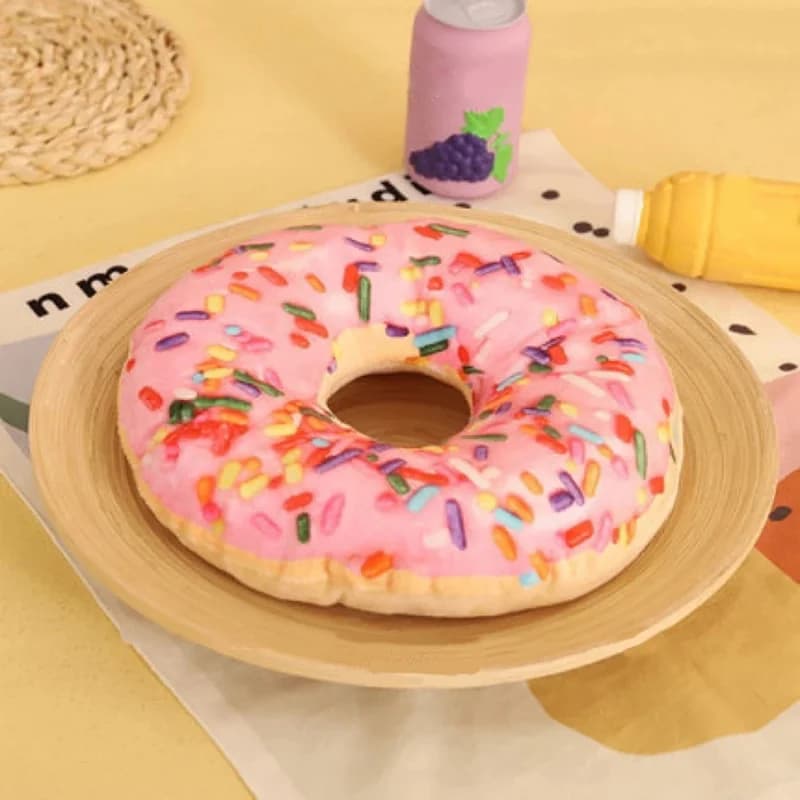 1 pz Giocattolo a ciambella per cani, giocattolo cigolante per la pulizia dei denti, interattivo, per feste di compleanno per cani