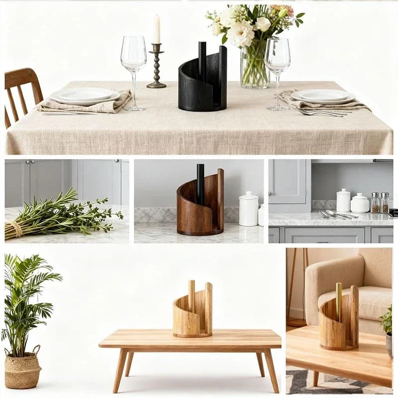 Portarotolo da cucina in legno massello – Porta salviette da appoggio per casa, ufficio e cucina, supporto decorativo per fazzoletti