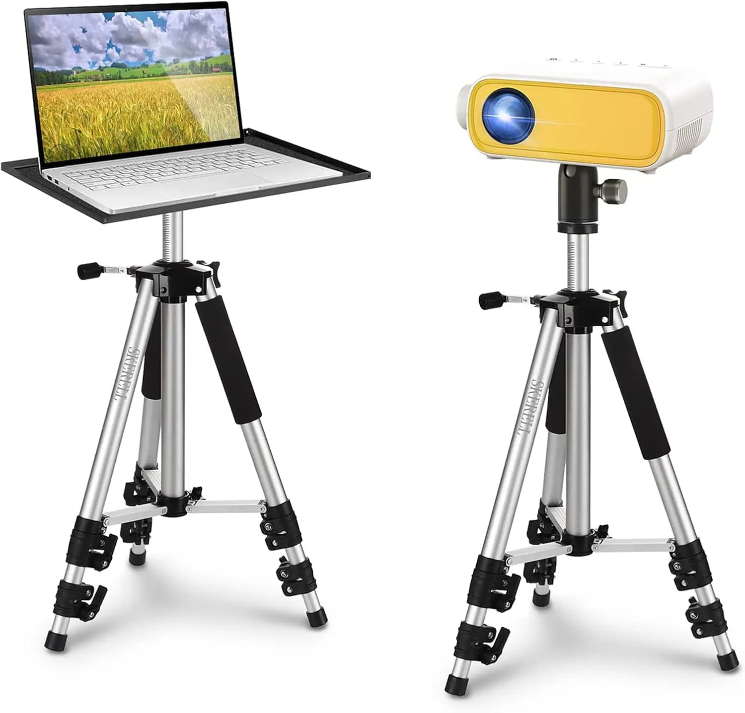 Supporto Regolabile per Proiettore con Vassoio e Testa a Sfera, Altezza da 17 a 48 Pollici, Universale per Laptop, Fotocamera, Computer