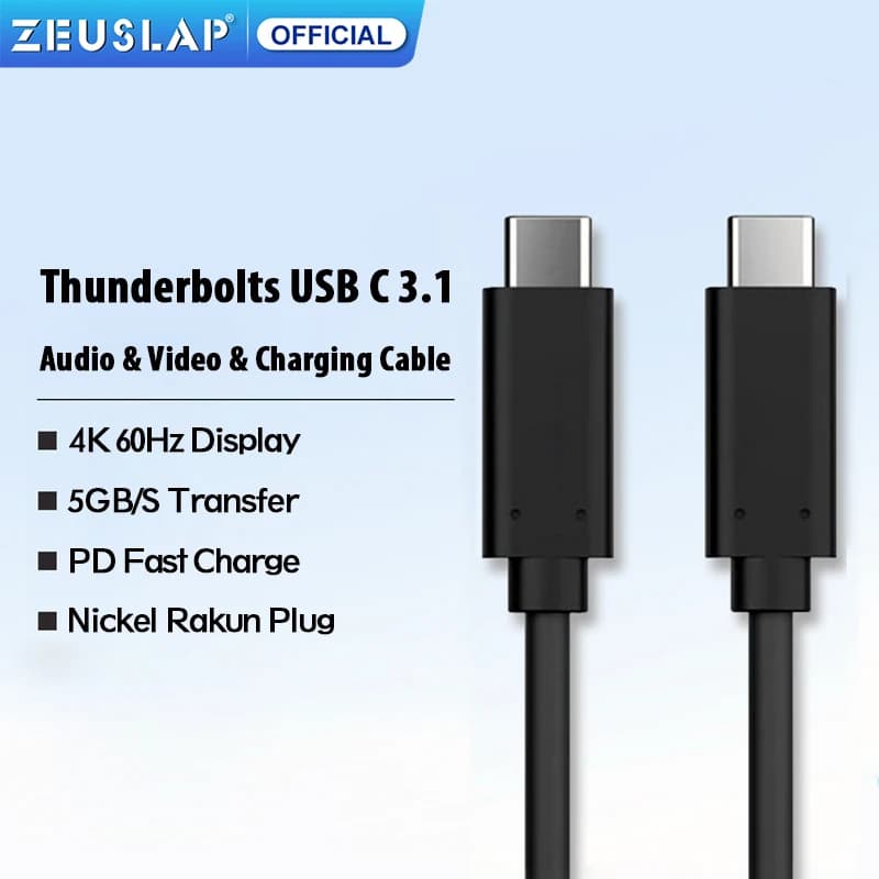 Cavo Thunderbolts da tipo C a tipo C con funzione completa Supporto PD Ricarica rapida Uscita 4K 60 Hz per MacBook Pro, Mi 10, Nintendo Switch