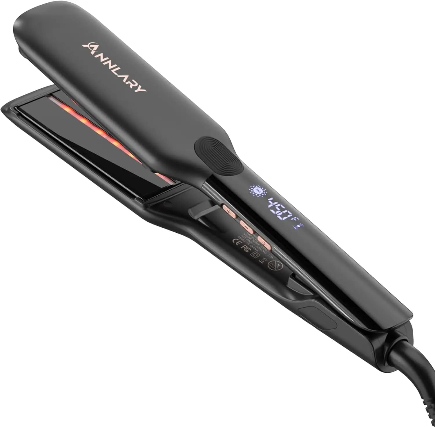 Piastra per Capelli in Titanio da 1,75 Pollici con Tecnologia a Infrarossi e Ionica, Doppio Voltaggio, per Tutti i Tipi di Capelli