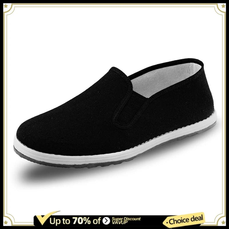 2026 Summer Old Beijing Cloth Shoes Men's Slip-On Casual Work Shoes Breathable Black Canvas Shoes for Driving and Daily Wear