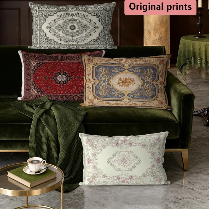 Fodere per cuscini lombari in stile persiano vintage, adatte per divano, camera da letto, auto, cuscino rettangolare per la schiena