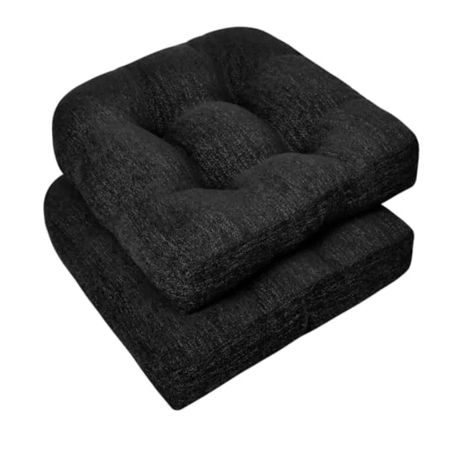 Chair Cushions for Dining Chairs 2 Pack, Tufted Indoor Chair Pads with Non-Slip Bottom, U-Shaped Kitchen Chair Cushions, 17"x17