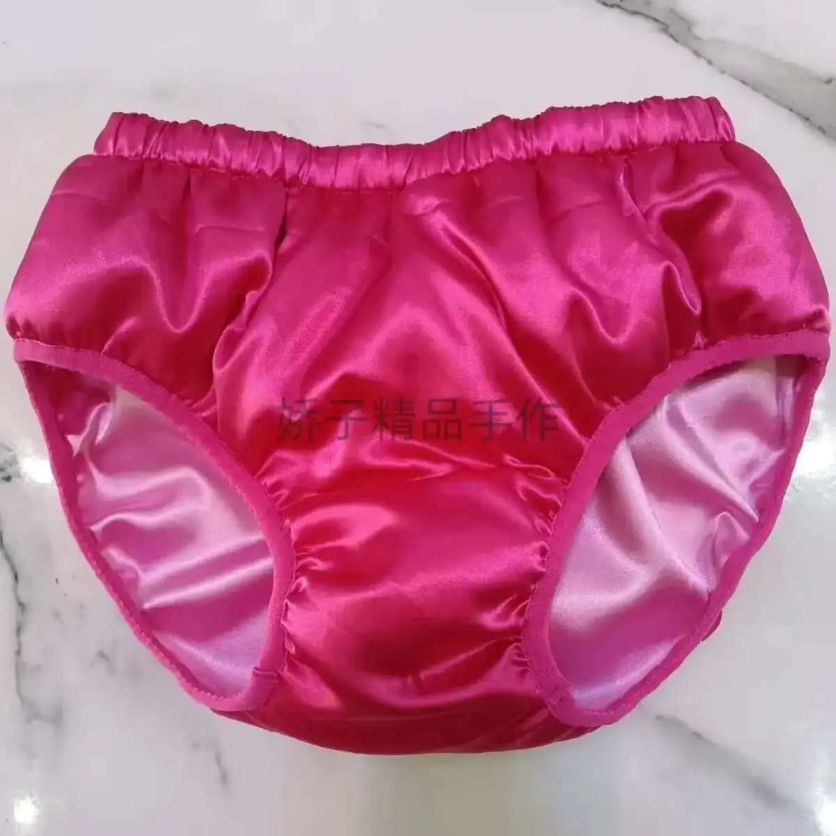 Mutandine di lingerie in raso di seta ghiaccio di cotone rosa lucido autunno inverno Slip sexy intimo taglie forti