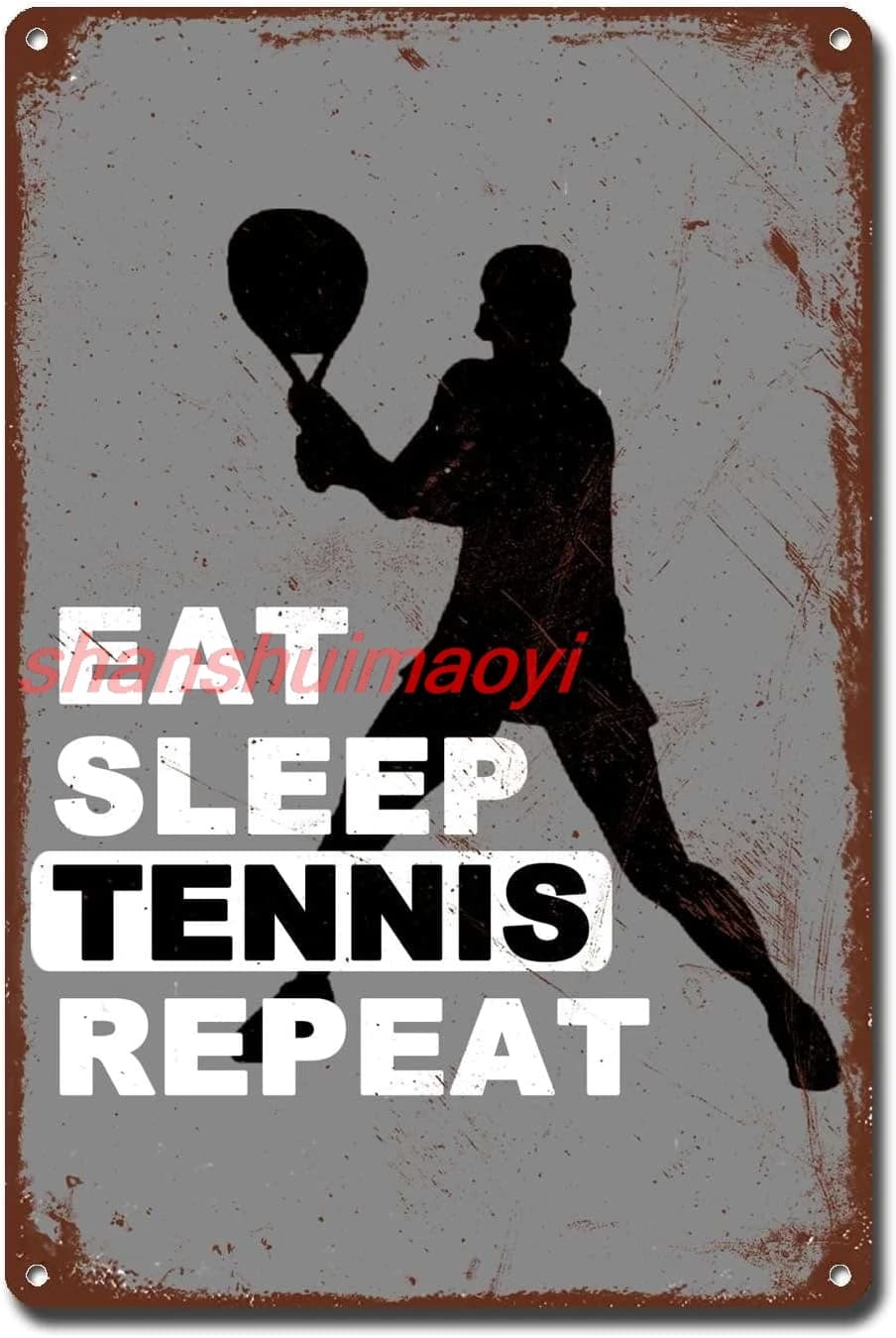 Metal Sign Tin Sign Vintage Wall Art Eat Sleep Tennis Repeat Sport Wall Art Ball Lover Sign Garden Tin Signs for Gift 8x12i sign