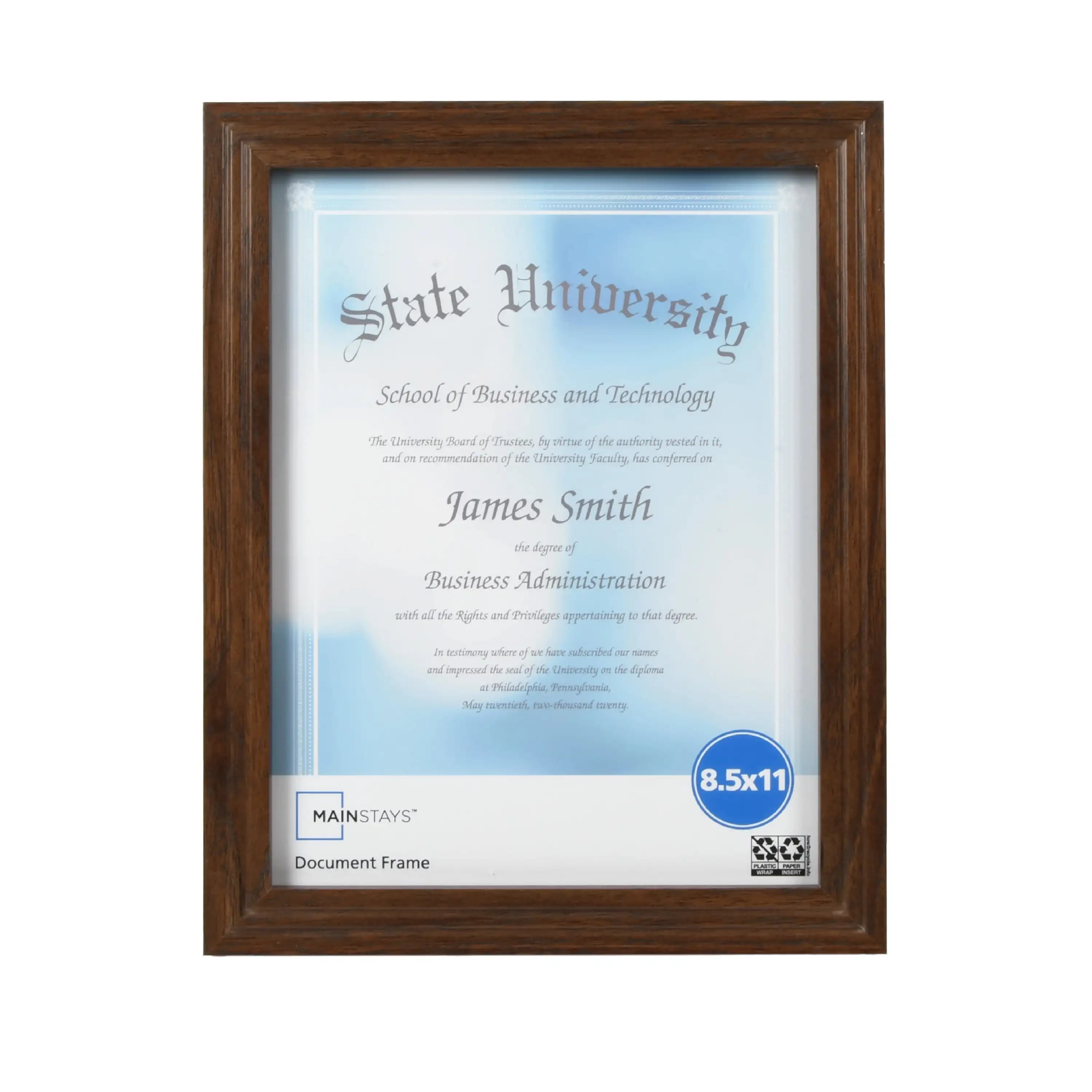8.5x11 Picture Frame – Walnut Document Frame Wall or Tabletop Photo Frame